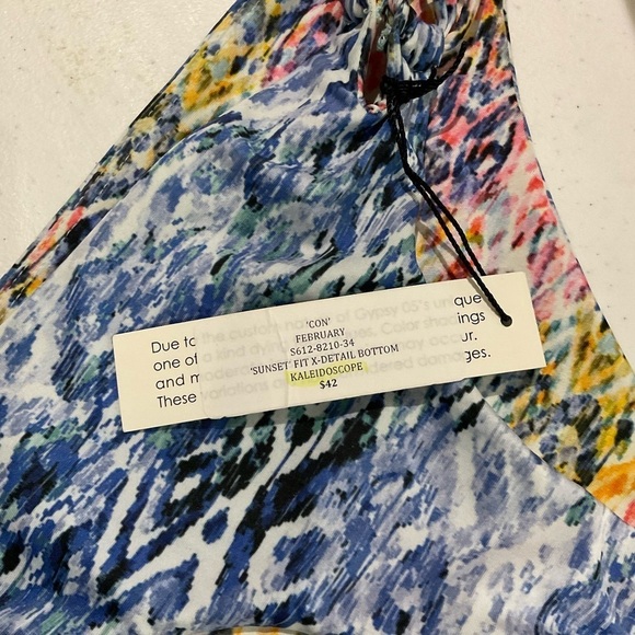 Gypsy Sunset Fit X Detail Blue Patterned Women's Swim Bottom Size Small - Picture 4 of 7
